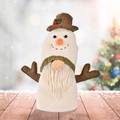 Gnomo de Navidad con textura de muñeco de nieve blanco, renos y sombrero de copa marrón - Muñeco de Nieve / Muñeco de Navidad de Pana Muñeco de Nieve