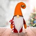 Gnomo di Natale in peluche con cappello arancione e bastoncino di zucchero su legno - Stile B Cappello Arancione