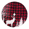 Weihnachtsbaumdecke mit rot-schwarzem Karomuster und weißem Elch-Motiv-Design - A-Rotes Karomuster Rentier