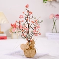 Árbol decorativo LED con corazones y perlas, base de arpillera estilo rústico - Árbol de Tulipanes Estilo C (Corazón Multicolor)
