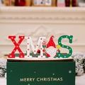 Decorazione natalizia in legno XMAS con gnomo e cappello rosso su scatola regalo - Stile Gnomo Lettera XMAS