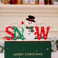 Decorazione natalizia in legno SNOW con pupazzo di neve su scatola regalo verde - Stile Pupazzo di Neve Letra SNOW