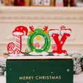 Decorazione natalizia JOY in legno con Babbo Natale, ghirlanda e renna in scatola regalo - Stile Festivo Lettera JOY