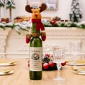 Funda de reno para botella de vino de Navidad con astas 3D y mini guantes decorativos - Estilo Reno