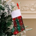 Mini calza di Natale con motivo scozzese rosso e verde e fiocchi per decoro natalizio - Calza Tartan Fiocco di Neve Modello B (Rosso Verde)