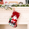 Großer roter Sackleinen-Weihnachtsstrumpf mit 3D-Weihnachtsmann-Applikation und Karo - Weihnachtsmann