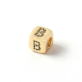 Goldener Würfelanhänger mit Buchstabe B und Zirkonia für Hip-Hop-Schmuckzubehör - Buchstabe B