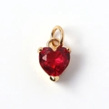 Colgante de corazón en cobre chapado en oro de 18K con circonita roja brillante - Rojo