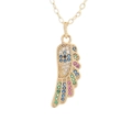 Collier avec pendentif aile plaqué or et zircons colorés sur fond blanc impeccable - Coloré Vibrant (03)