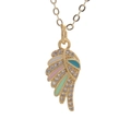 Collier pendentif plume plaqué or avec émail coloré et zircons étincelants - Multicolore Macaron (01)