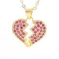 Macro shot of gold broken heart pendant with micro-pave pink cubic zirconia gems - Ruby Pink Heart Style (01)