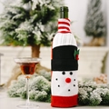 Knitted snowman wine bottle cover with red stripes and 3D nose for Christmas - Snowman
