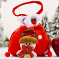 Sacchetto regalo di Natale in velluto rosso con pupazzo di neve 3D e campanelli - Pupazzo di Neve