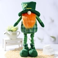 Gnomo di San Patrizio con cappello di trifoglio, barba arancione e gambe a scacchi - Barba Arancione Pantaloni Plaid Stile Uomo