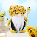 Gnome abeille fait main avec toque jaune et cuillère en bois pour décoration - Style barbe (Homme)