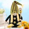 Handmade bee gnome plush with yellow braids and black yellow striped hat for spring decor - Bee Festival Pointed Hat Gnome Female Style / Female Style