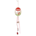 Decorazione pasquale in legno con motivo gallina e pulcino e pizzo floreale rosso - Stile rosso