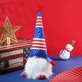 USA Unabhängigkeitstag leuchtender Zwerg mit Flaggen-Hut und langem weißem Bart Dekoration - Unabhängigkeitstag Leuchtende Puppe Zylinderhut-Stil