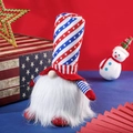 Patriotische Zwerg-Plüschfigur zum 4. Juli mit US-Flaggenhut und weißem Bart-Dekor - Unabhängigkeitstag Leuchtende Puppe Spitzhut-Stil