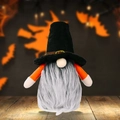 Halloween gnome plush with black pointed hat and orange arms for home window decor - Black Hat Style