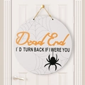 Targa per porta di Halloween in legno con scritta Dead End e motivo ragno - Stile A Ragno
