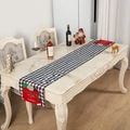 Black and white plaid Christmas table runner with Letters to Santa embroidery and gifts - Black White Plaid Envelope Table Runner