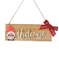 Targa di benvenuto in legno con gnomo, scatola regalo e fiocco scozzese rosso decorativo - Stile Welcome Rudolph Scatola Regalo