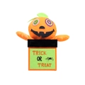 Halloween-Kürbis-Plüsch-Geschenkbox mit Trick or Treat Aufdruck und grünen Blättern - Kürbis-Muster