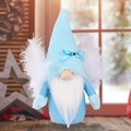 Gnomo di Natale blu cielo in peluche con ali di piuma bianche e gemma lucida sul cappello - Bambola Rudolph Ali di Piume Blu