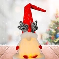 Gnomo navideño luminoso con astas rojas y barba con luz LED cálida decorativa - Rudolf Rojo con Sombrero de Cornamenta LED
