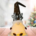Gnomo de Navidad luminoso con astas de reno marrones y barba con luz LED blanco cálido - Rudolf Marrón con Sombrero de Cornamenta LED