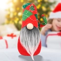 Christmas gnome doll with red sequin tree hat and grey faux fur beard holiday decor - Knitted Hat Rudolph Gray Beard Rhombus Style