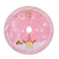 Falda de árbol de Navidad rosa con luces LED y muñecos gnomos de lentejuelas festiva - Falda de Árbol Rosa Gnomo Femenino con Luces