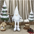 Gnomo de Navidad blanco de felpa tejida con piernas largas y gorro de lentejuelas - Estilo Blanco Nórdico