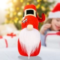 Red Christmas gnome plush with knitted hat, long white beard, and Santa pendant - Knitted Hat Rudolph White Beard Belt Style