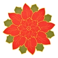Christmas poinsettia placemat in red and green for festive dining table decoration - Large Red Flower Style