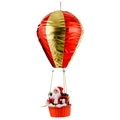 Decorazione natalizia Babbo Natale in mongolfiera con strisce rosse e oro - Ciondolo Mongolfiera Natale