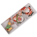 Kerstboom houten hangers set met kerstman, sneeuwpop en rendier figuren in doos - Houten Kerstman Ornament