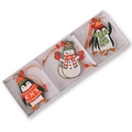 Set van 3 houten kerstversieringen met pinguïns en sneeuwpop in een witte displaydoos - Houten Pinguïn Ornament
