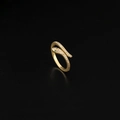 Anillo de serpiente de moda bañado en oro de 18K con micro pavé de circonitas y ojos verdes - Abierto Ajustable / Estilo de Serpiente de Ojos Verdes Microincrustada (03)