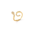 Vista detallada del anillo de serpiente bañado en oro de 18K con cristales de circonita - Abierto Ajustable / Estilo de Serpiente Envolvente en S (04)