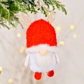 Pendaglio gnomo di Natale con cappello di velluto rosso, corna e barba bianca lunga - Ciondolo Rudolph Corna Lana d'Agnello Rosso