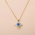 18K gold plated evil eye pendant necklace with blue eye detail and zircon accents - Spiked Micro-Inlaid Zircon Evil Eye Style (02)