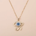 18K gold plated evil eye pendant necklace for women with blue protective eye charm - Eye of Horus Style (02)