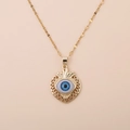 Elegant 18K gold plated necklace featuring a heart-shaped evil eye pendant on a golden chain - Heart Evil Eye Style (03)