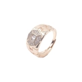 Adjustable men's gold plated ring with octagonal micro-pave cubic zirconia design - Adjustable Open / Octagon Style (01)