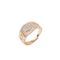 Gold plated adjustable men's ring featuring micro-pave cubic zirconia on a square face - Adjustable Open