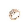 Vergoldeter Herrenring mit Zirkonia-Einlagen und Gliederketten-Textur am Ringband - Rechteckiger Mehrschichtiger Stil (03)