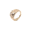 Vergoldeter Ring für Herren im Uhrenarmband-Stil mit klarem runden Zirkonia-Stein - Einstellbar Offen / Gold Stil 03