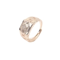 Vergoldeter Ring im Uhrenarmband-Design mit Sechskant-Zirkonia und H-Glied - Einstellbar Offen / Gold Stil 04 (H-Link)
